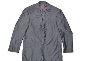 Earvin Magic Johnson Men's Three Button Blazer Jacket Size 42L Gray Striped Poly